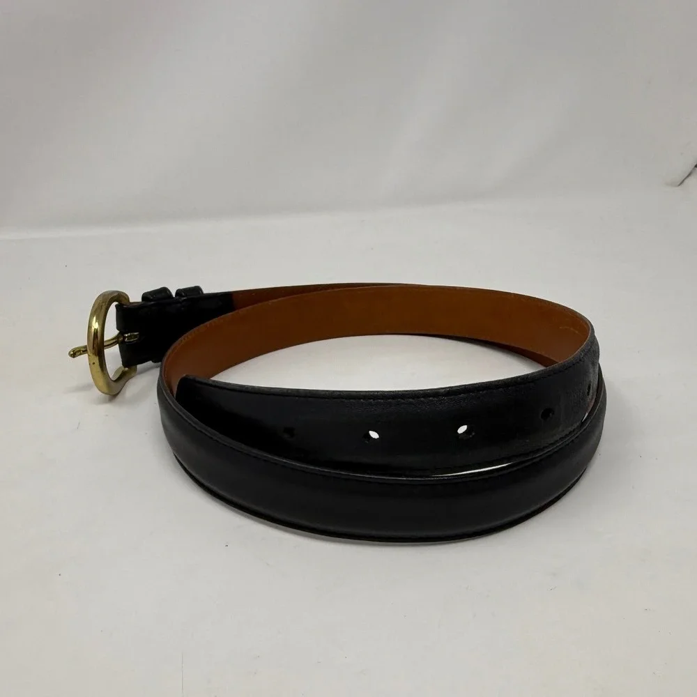 Coach Vintage Black Leather Belt Solid Brass Buckle 8400 Large Handcrafted